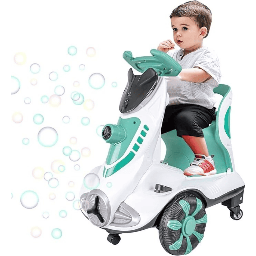 Didida 6V Electric Kids Ride-On Car – Dual Drive Push & Ride Bubble Car with Music, LED Lights & Bubble Machine | Ages 3–5 Years, Max Weight 50 lbs